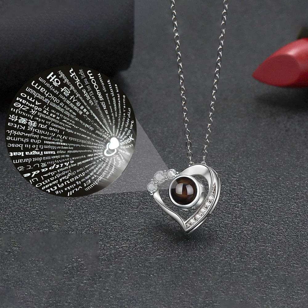 100 Languages ​​I Love You Projection Love Zircon Necklace For Women Girlfrien Monther 2024 Romantic Valentine Christmas Gifts