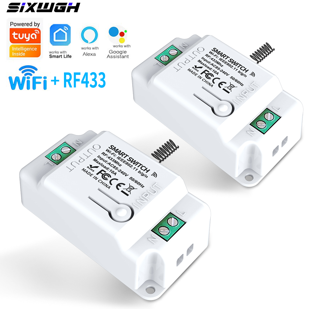 WiFi Tuya Smart Switch On-Off Breaker Switch Support RF 433MHz Remote Control, Work with Smart Life App Alexa Home