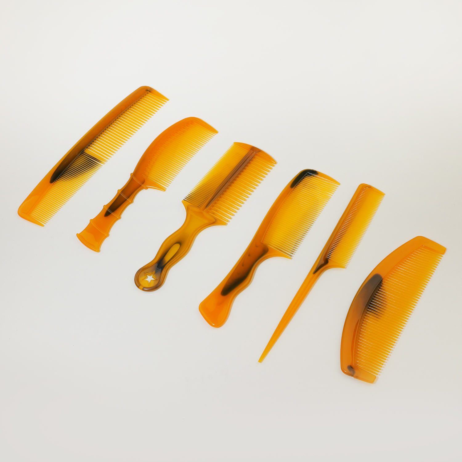 1/6 piece set of amber hair comb, durable ABS plastic handle that conforms to ergonomics,Special for real hair