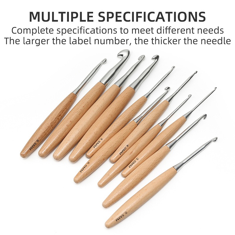 New Wooden Handle Crochet Hook Wool Diy Knitting Tool High Quality Handmade Wool Hook Shoe Tool Hook Needle