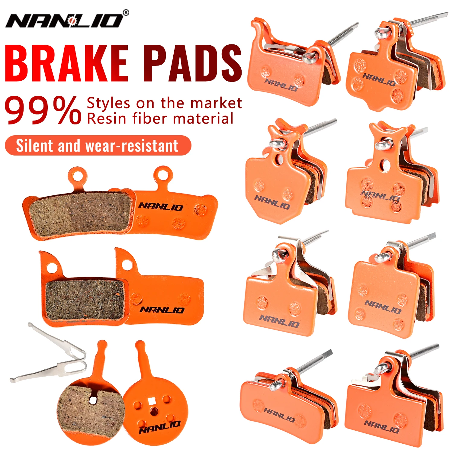 MTB Bicycle Resin Brake Pads for Shimano M375 M395 M445 MT200 & Avid BB5 BB7 | Disc Brake Pads for Mountain/Road Bikes