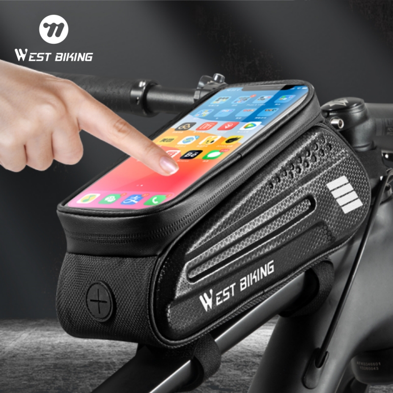 WEST BIKING Bicycle Bag 7.0 Inch Bike Phone Touch Screen Bag EVA Hard Shell Water Repellent Front Frame Bags MTB Road Bike Bag