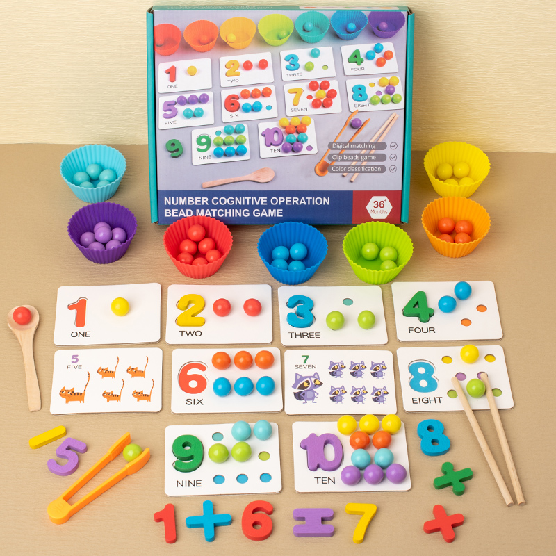 Clip Beads Wooden Toy Kids Sorting Bowl Toddler Learning Activities Fine Motor Skills Toy Preschool Early Educational Montessori