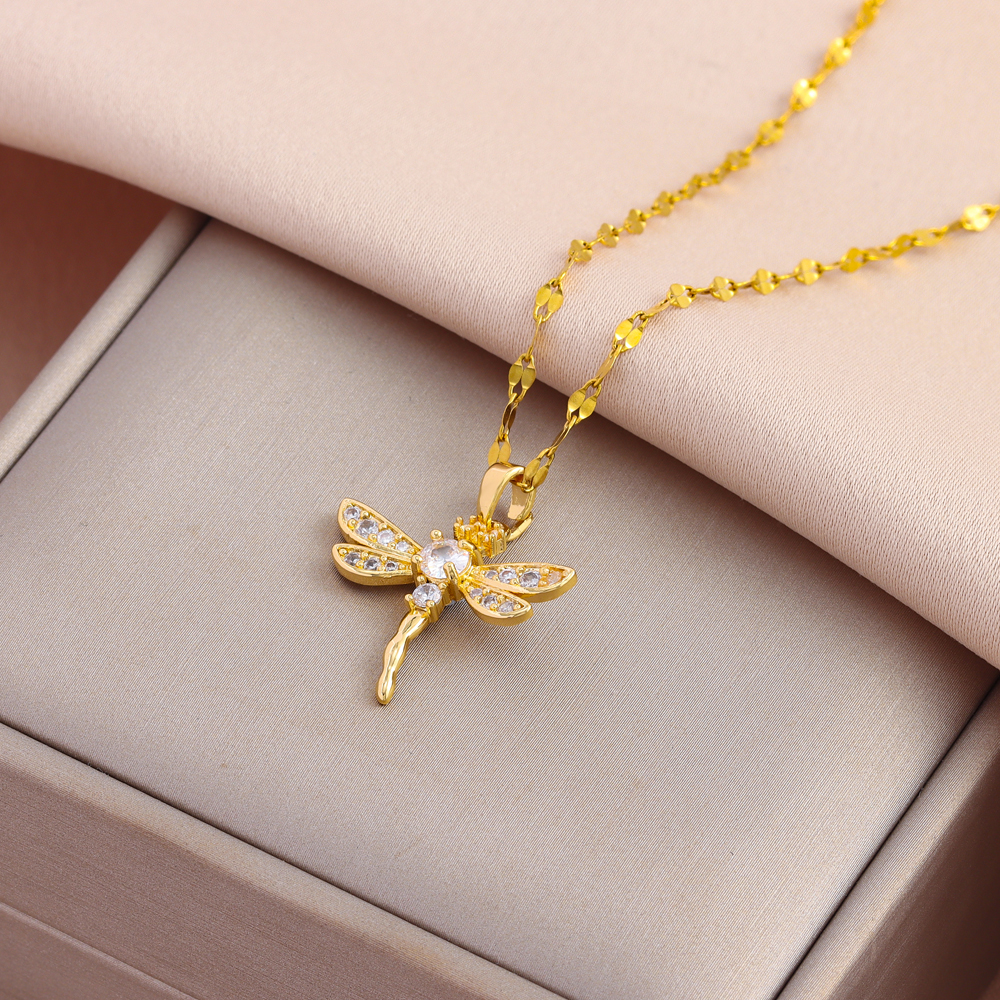 New Cute Zircon Crystal Star Moon Necklaces For Women Trend Female Stainless Steel Clavicle Chain Jewelry Girls Party
