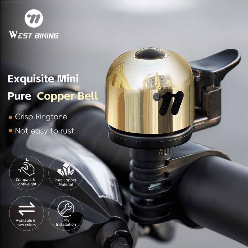 WEST BIKING Pure Copper Bicycle Bell High Decibel Super Loud Mountain Road Bike Warning Horn Balanced Cycling Tintin