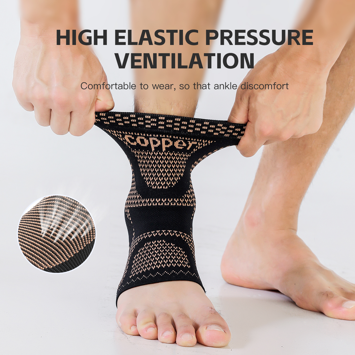 1 PC Men's Women's Outdoor Sports Knitting Elastic Copper Ankle Protection, Ankle Sprain Protection, Ankle Wrist Daily Exercise