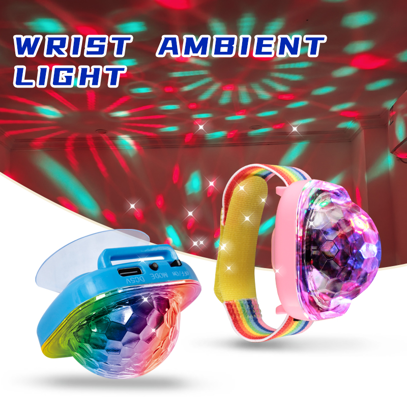 LED Color Speaker Portable Strobe Effect Wearable Wrist USB Charging Stage Atmosphere Light for Party Car Dancing DJ Club