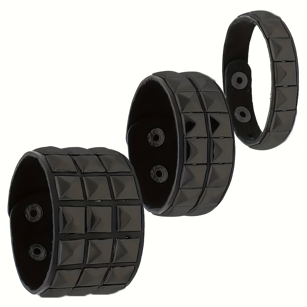 Halloween Black Punk Gothic Hip Hop Studded Fashion Bangle Bracelet- Suitable for Daily Holiday Party Performance Wear Gift