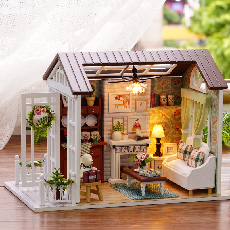 DIY Miniature Doll House Building Assembly House Toy Bedroom Decorations With Furniture Wooden Craft Toy Birthday Dollhouse