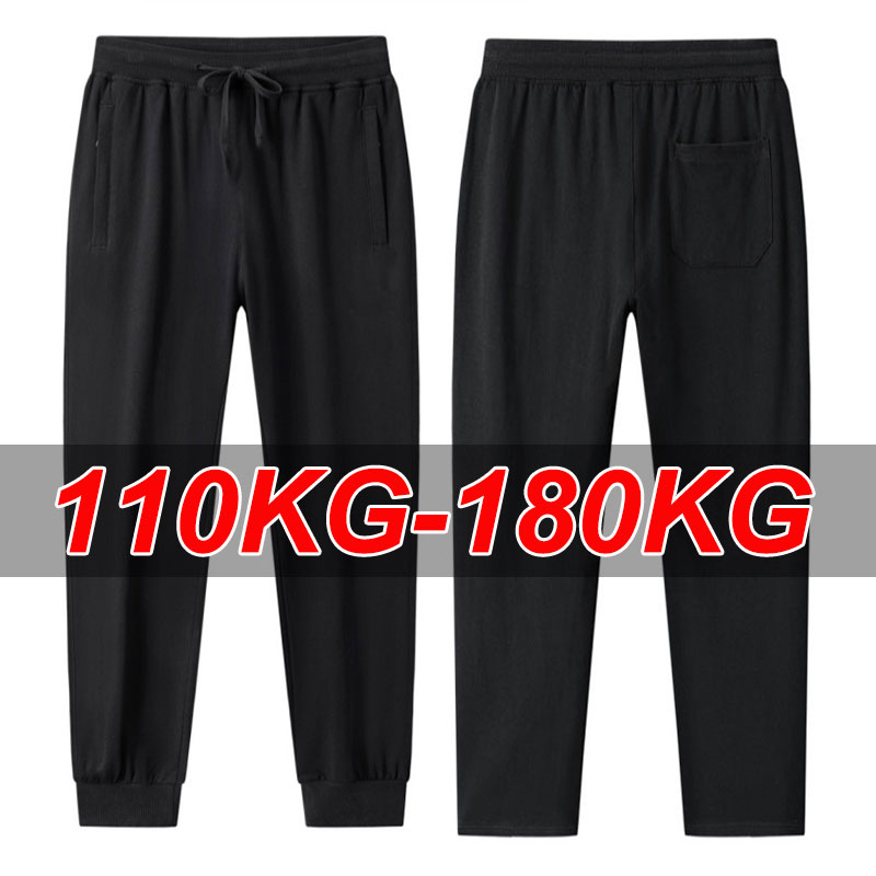 Men's Casual Pants Plus Size 110-180KG Stretch Slim Fit Elastic Waist Jogger Pants 1XL-7XL Classic Black Trousers Male Clothing pen gpt