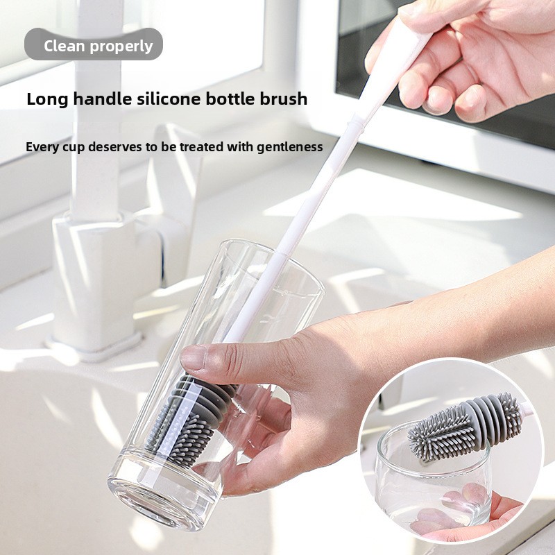 3pcs.Long-Handle Silicone Cup Brush Household Dead-Corner-Free Cleaner, Special for Bottles/Blenders, Powerful Stain Removal