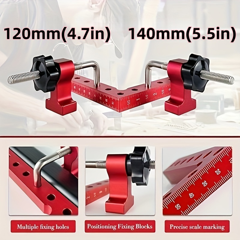 Aluminum Alloy Woodworking Square Right Angle Clamp with 90-Degree Positioning Ruler, Easy Assembly Stainless Steel Fixing Jig