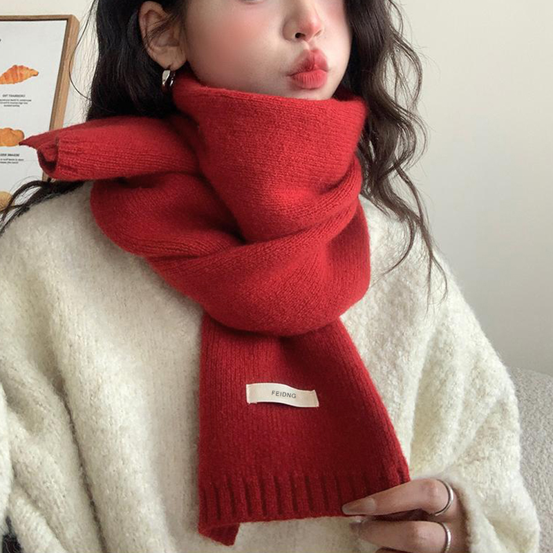 NEW 2025 Autumn And Winter Korean Version Ing Style Solid Color Scarf Student Warm Knitted Versatile Couple Scarf