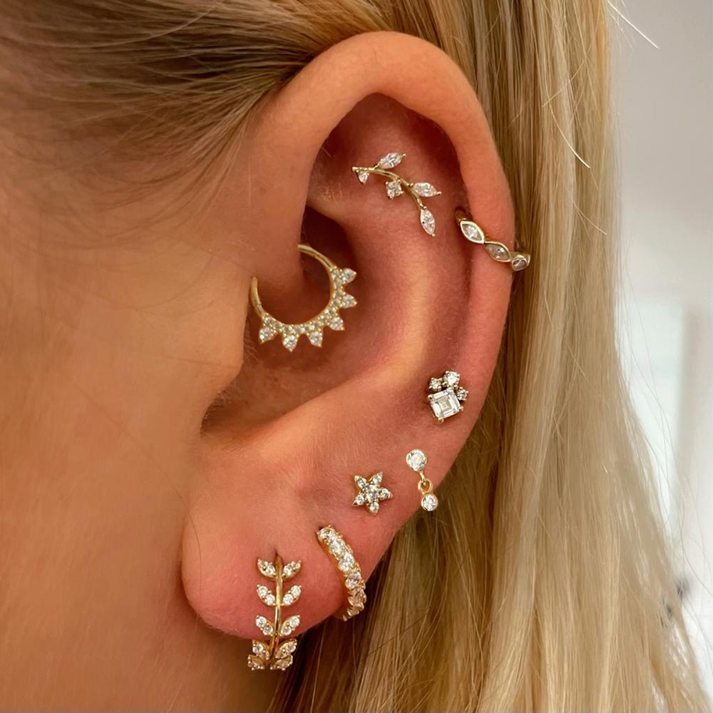 1PC Matching Dainty Piercing Ear Lobe Daith Earrings for Women Helix Rook Conch Tragus Flat Stud Earing Fashion Jewelry