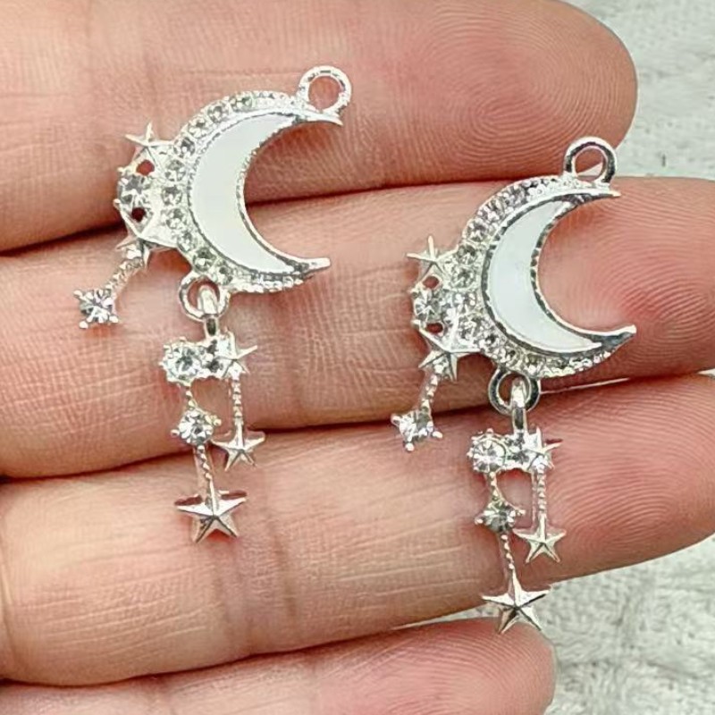 10pcs Enamel Sun Moon and Star Charms Zinc alloy Pendant For DIY Necklace Earring Jewelry Making Accessory