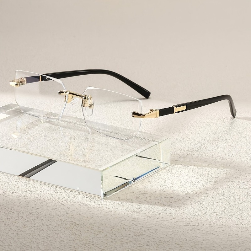 1 Pair of Stylish Frameless Black Retro Small Frame Design Neutral Y2K Glasses