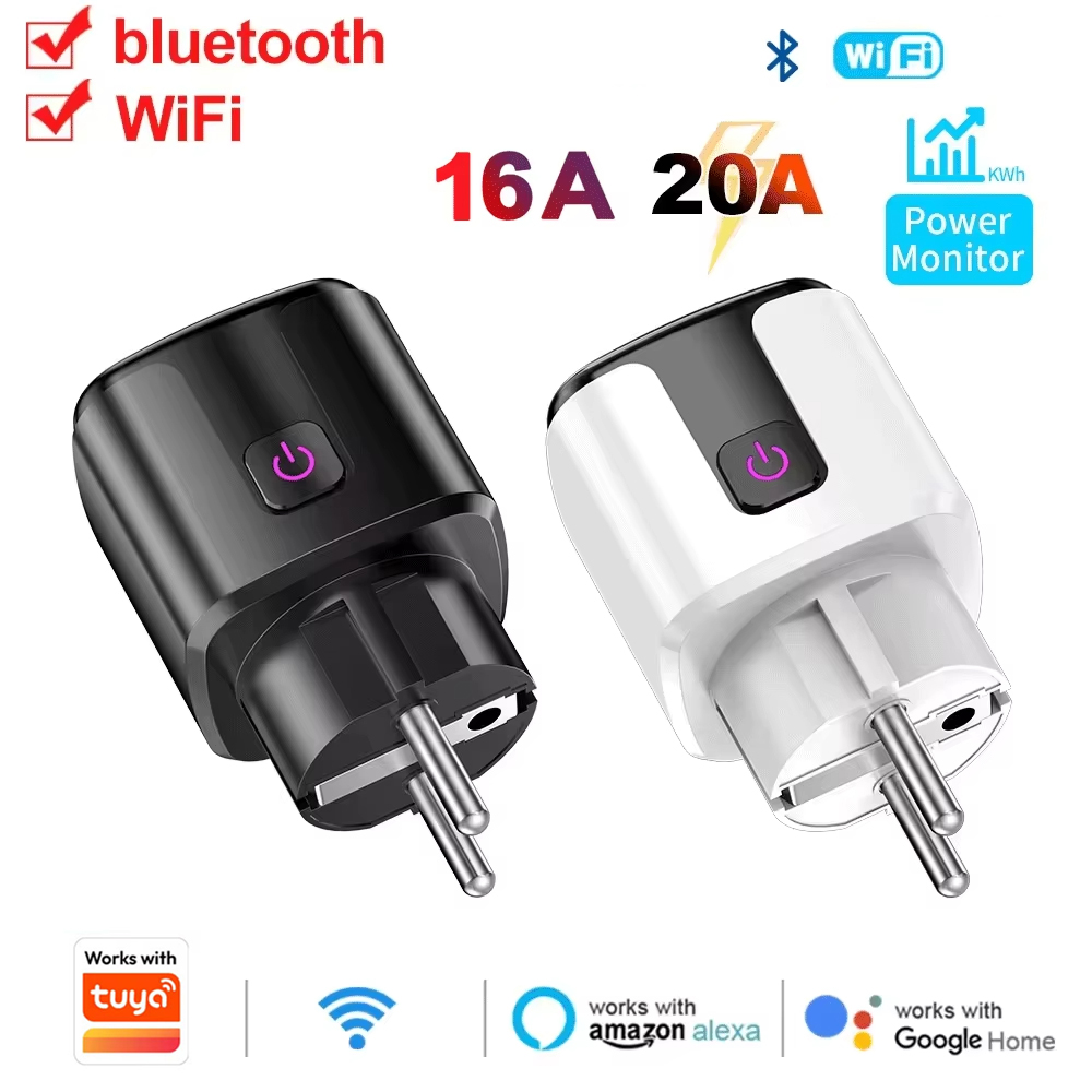 Tuya Smart Plug WiFi Socket Outlet EU 20A 16A Energy Monitoring Function Timer Adapt or Work with Alexa Hey Alice