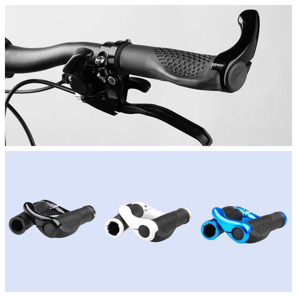 1 Pair Bicycle Handlebar Grip Ergonomic Anti Skid Lock on Handle Cover Aluminum Alloy Grips MTB Bike Accessories