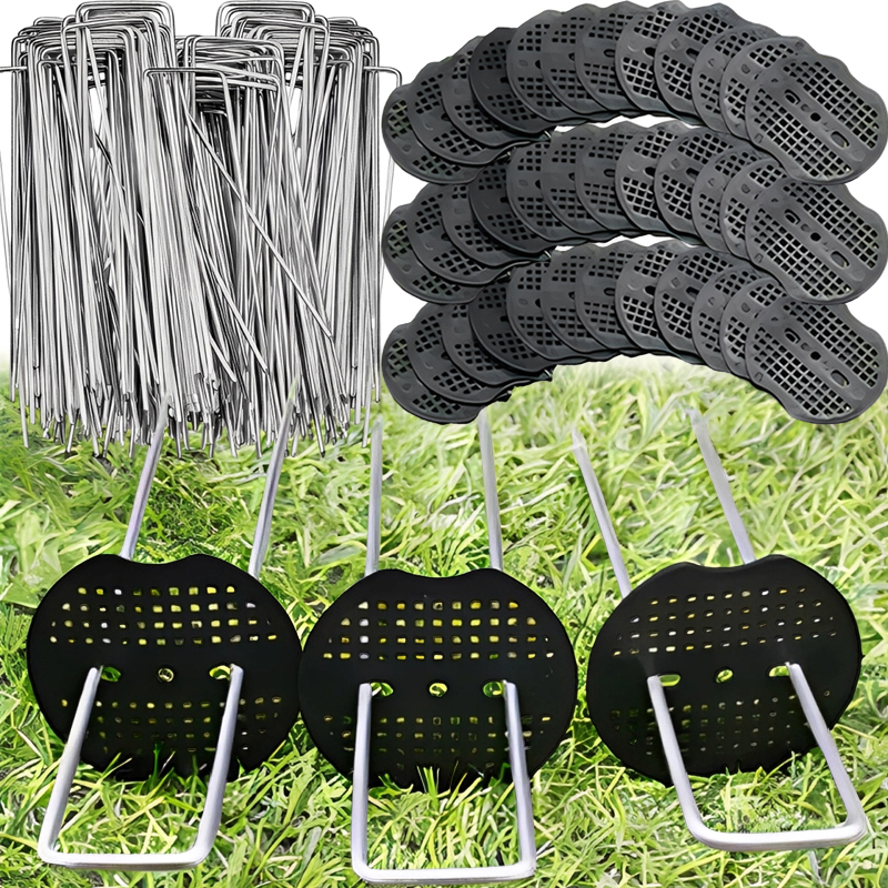 U-type Garden Staples Fixed Fence Artificial Turf Pins Galvanized Landscape Stakes Spike Tent Securing Pegs Lawn Ground Nails