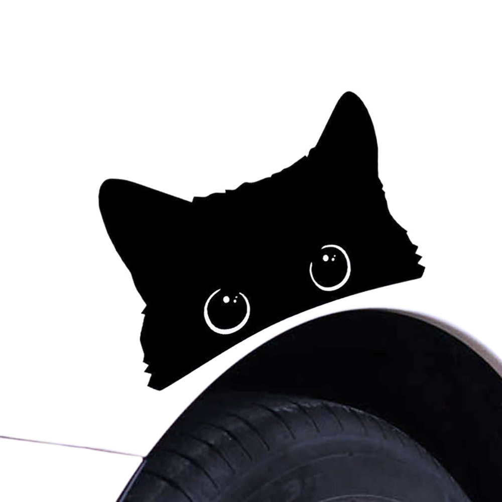 Funny Car Cat Sticker Self-Adhesive PET Bumper Sticker Car Tail Bumper Window Cute Cat Peeking Decal Auto Styling Decoration