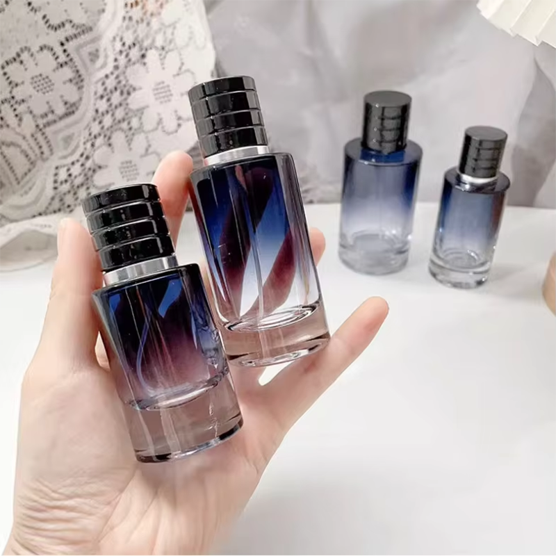 30/50/100ml Perfume Square Gradient Colorful Glass Empty Pump Refillable Cosmetic Container Portable Spray Bottle