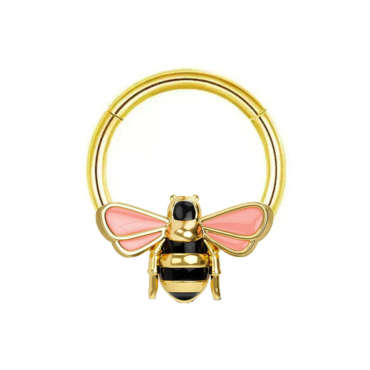 1 Nose ring bee stainless steel cute round cartilage perforated earring, versatile for daily Halloween, elegant girl