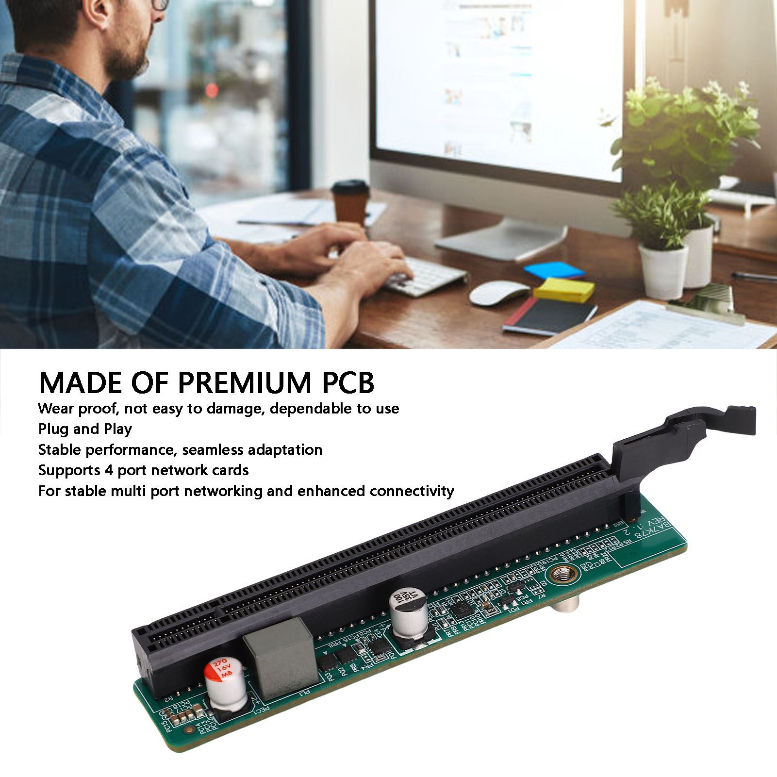 PCIE16 Riser Card Fit for Workstation M90q M950q PCI Express 16x Expansion Graphic Card Replacement PCIE 16x Riser Adapter Card