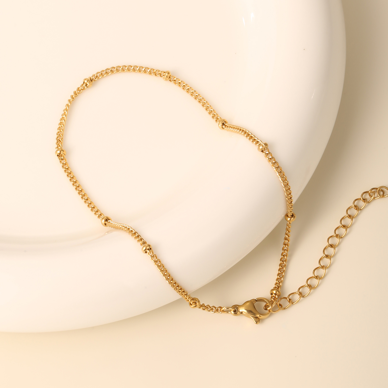 1PC INGX Fashion Golden Color Stainless Steel Link Chain Anklet for Women Accessories Knot Anklet Women Accessories