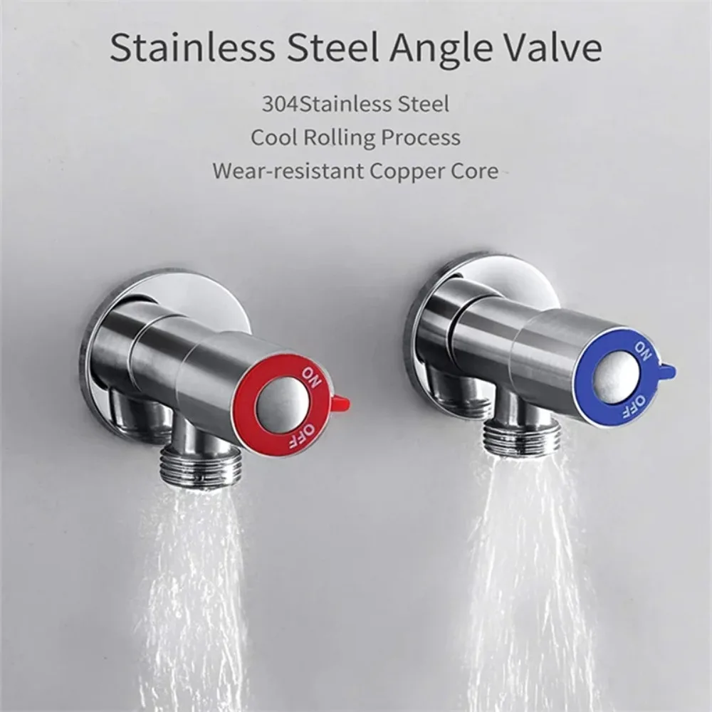 304 Stainless Steel Hot & Cold Inlet Water Valve Bathroom Faucet Stop Valve For Bathrooms Kitchens Balconies Toilet Accessories
