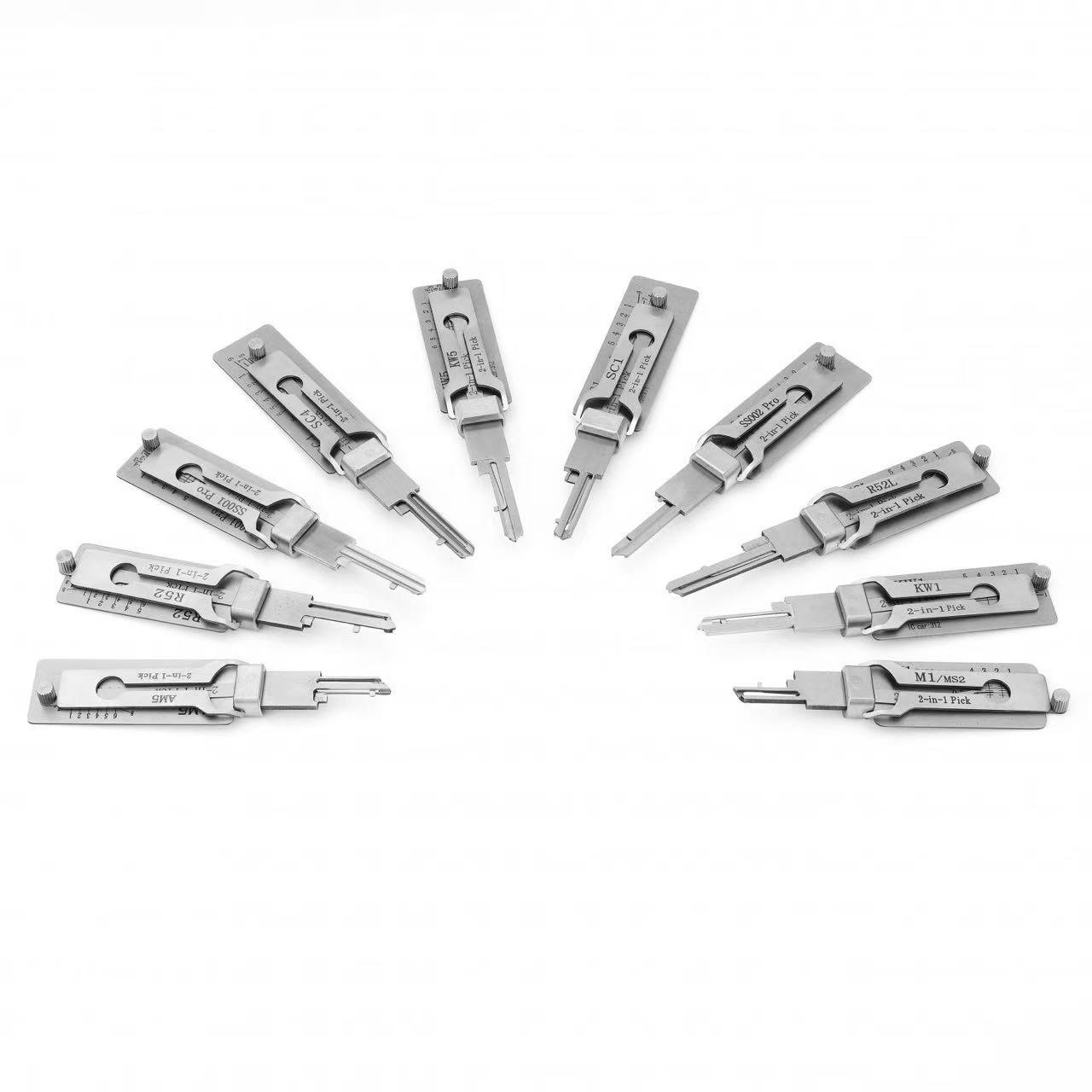 Locksmith Tools Lishi 2 in 1 Key Car Decoder Home Door Civil Locks Lockpick Kit SS001Pro SS002Pro KW1 KW5 SC1 SC4 AM5 M1/MS2 R52