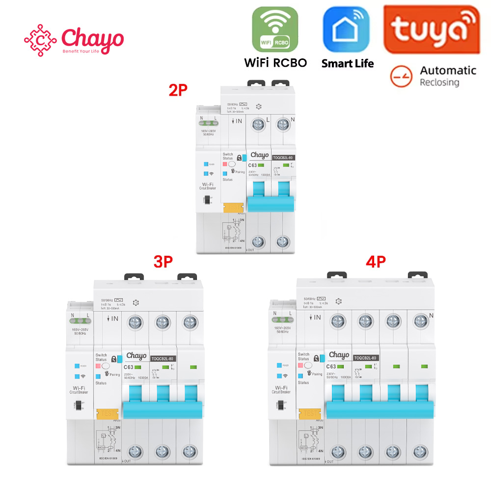 Tuya RCBO WIFI Metering Circuit Breaker Smart Life Timer Remote Control Automatic Wireless Interruptor Reclosing Switch Chayo
