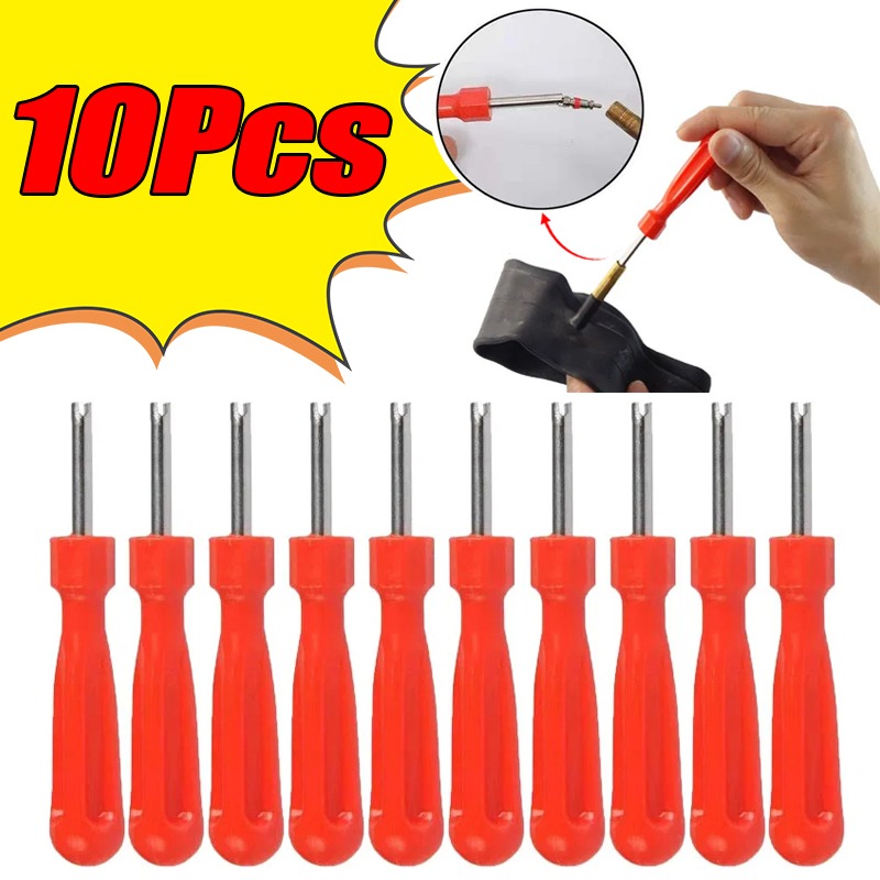Tire Valve Core Removal Tools Wrench Plastic Handle Iron Plated Wrench Core Repair Hand Tool for Car Bike Bicycle Motorcycle