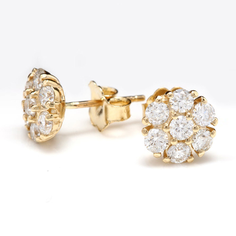 Huitan Luxury Gold Color Brilliant Cubic Zirconia Stud Earrings for Women Dainty Small Female Earring Classic Jewelry