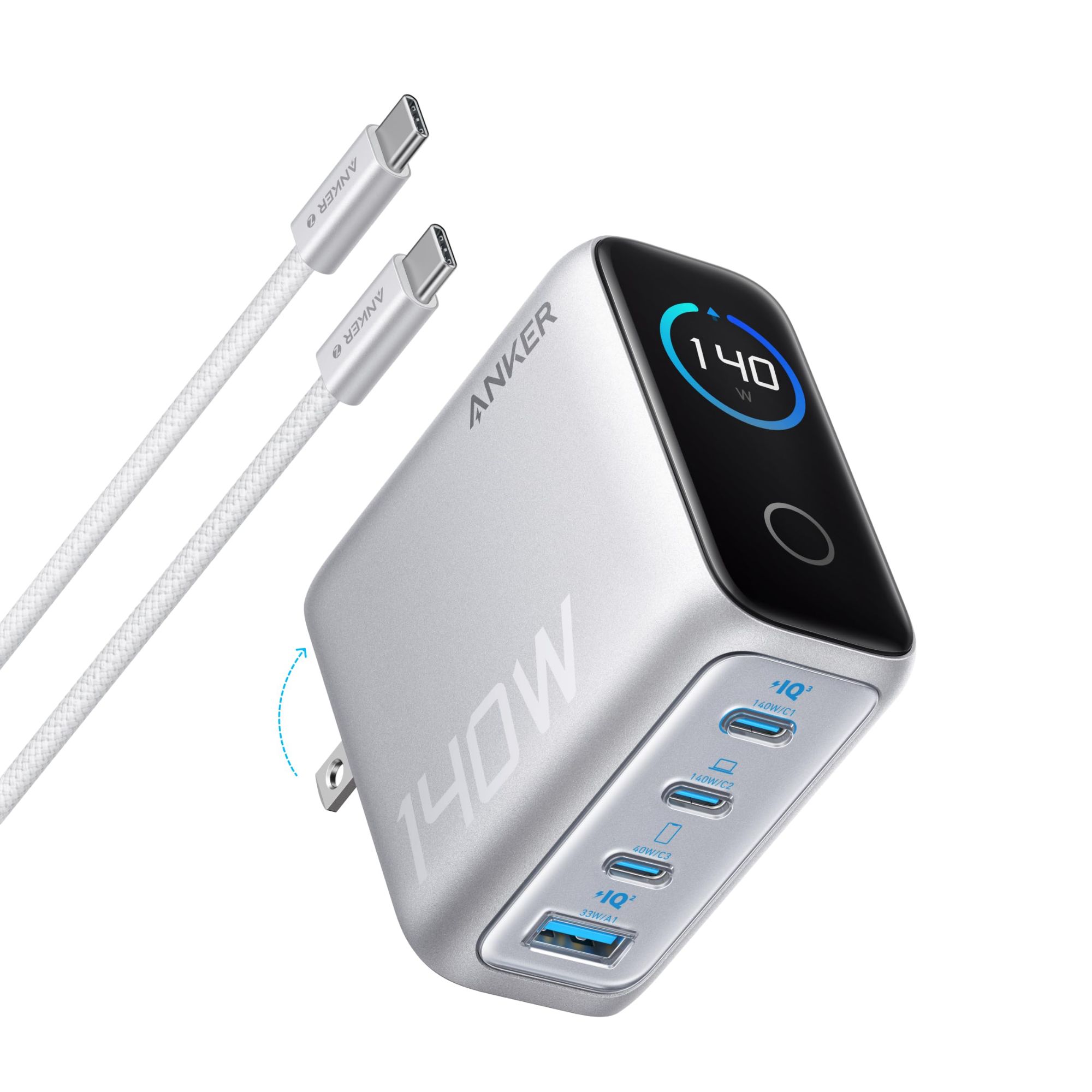 A-NKER 140W GaN Fast Charger | 4-Port USB-C & USB-A PD 3.1 Charger