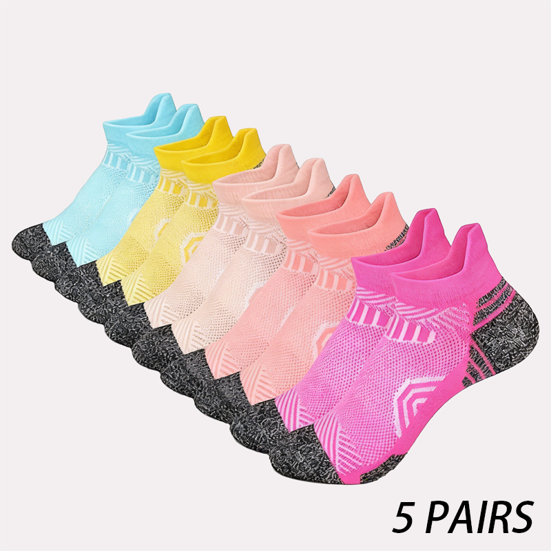 5 Pairs - Breathable Low Cut Sports Socks for Women in Spring and Summer, with Arch Support Suitable for Fitness and Hiking