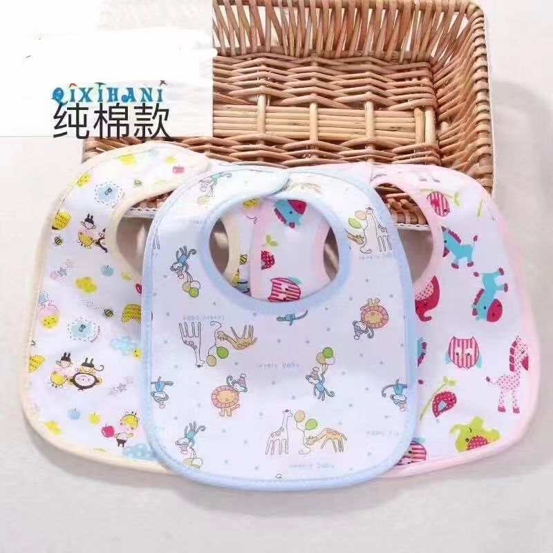 Cotton Baby Bibs with Titch Button|Soft Cotton Washable for Babies Feeding Infants and Toddlers| 0-2 Years | Waterproof, Spill Resistant Bibs | Useful Baby Shower Gift (pack of 3) (Multicolor)