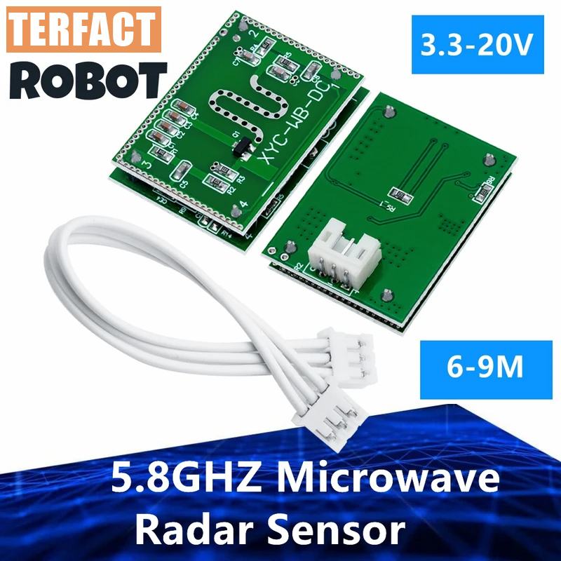 TERFACT 1PCS Strong anti-jamming!5.8GHZ Microwave Radar Sensor 6-9M Smart Trigger Switch Module 3.3-20V DC for Home Control