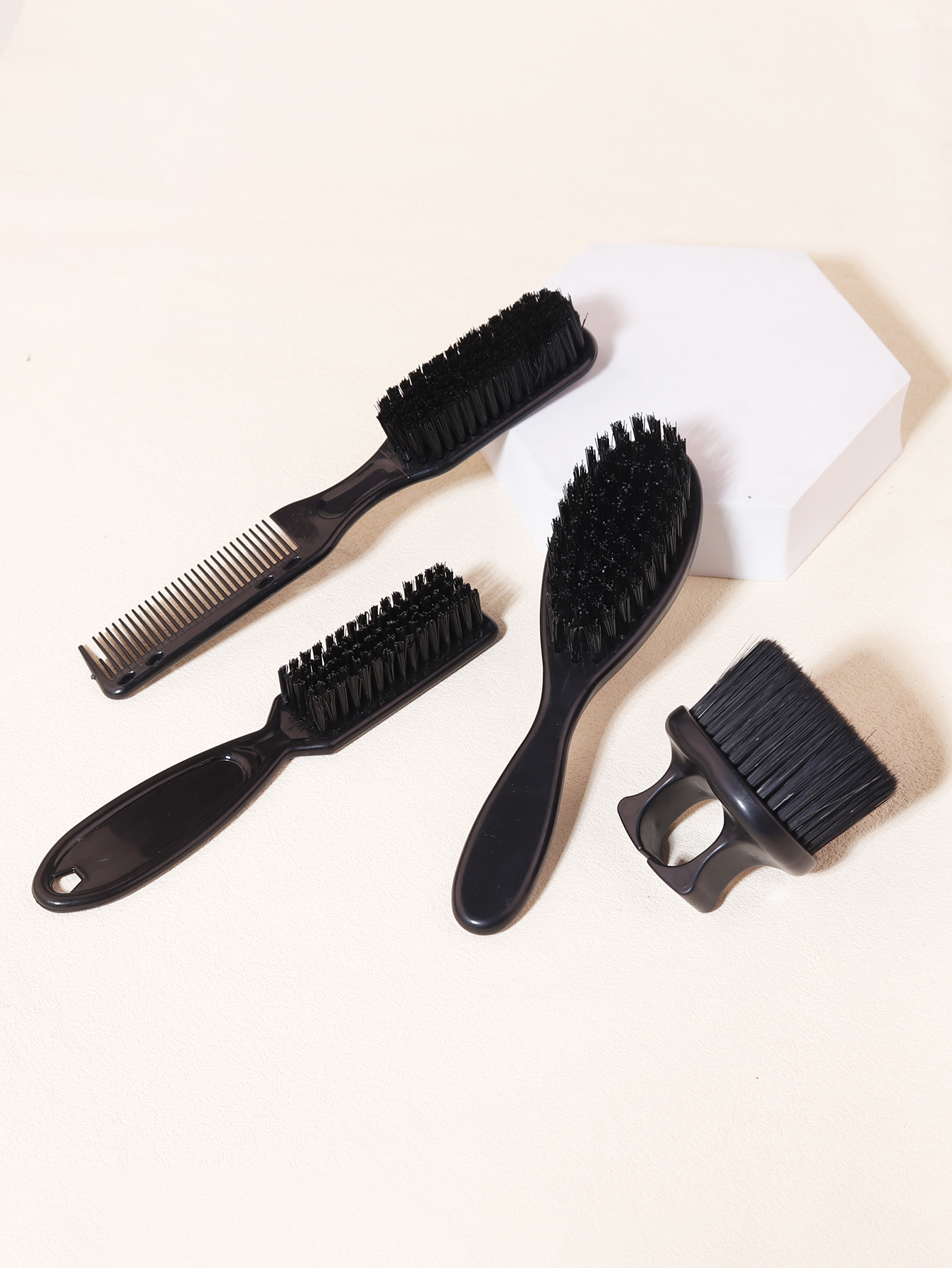 Men's 4-Piece Beard Beauty Set, with Beard Brush, Cleaning Brush, Dual Function Beard Comb, Set, Special for Real Hair