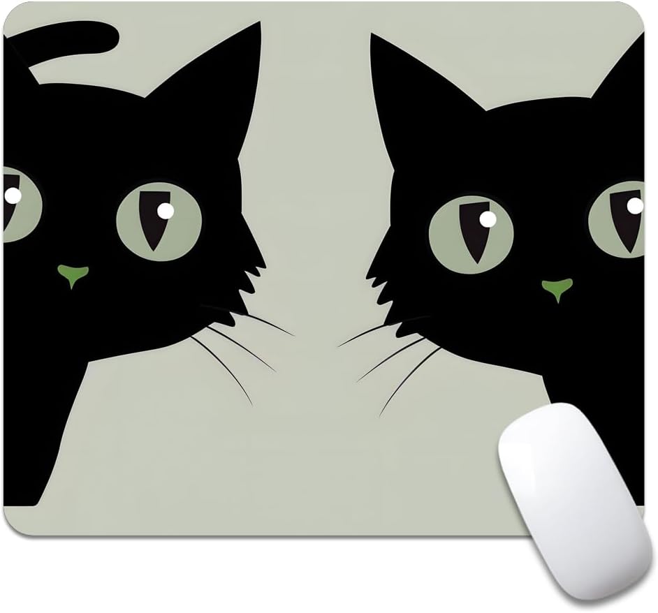 Black cat illustration mouse pad, small office desk pad, computer accessories, water-washable anti-slip , high-end pad