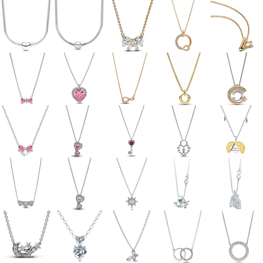 2026 New 925 Silver Heart-Shaped Necklace,Key,Bow,Suitable for European Women to Wear Exquisite High-Quality Jewelry