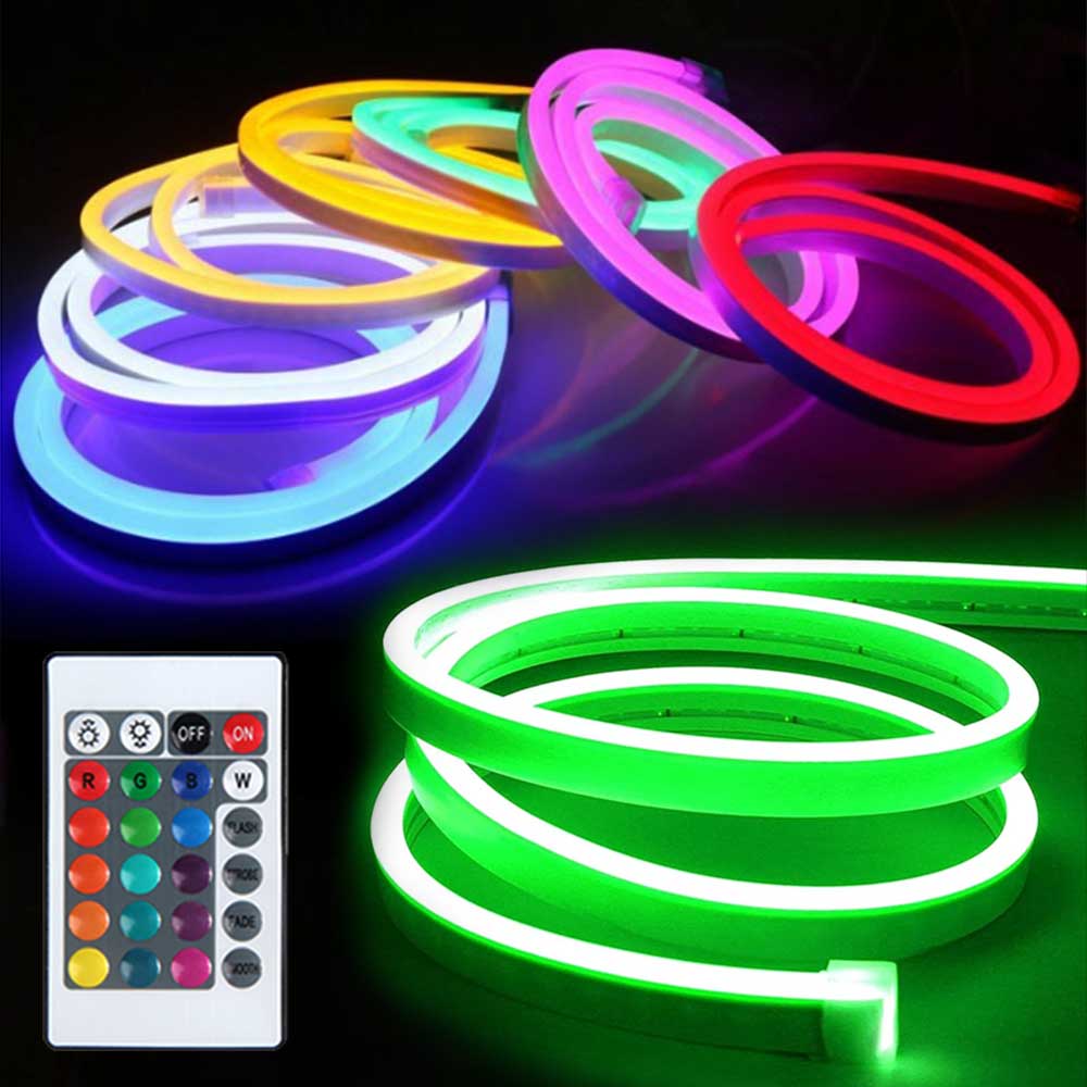 5V Neon Light RGB Strip LED Flexible Silicone 1M 3M 5M Remote Control Waterproof SMD 3535 Flexible Tape 108Leds/M Decor for Room