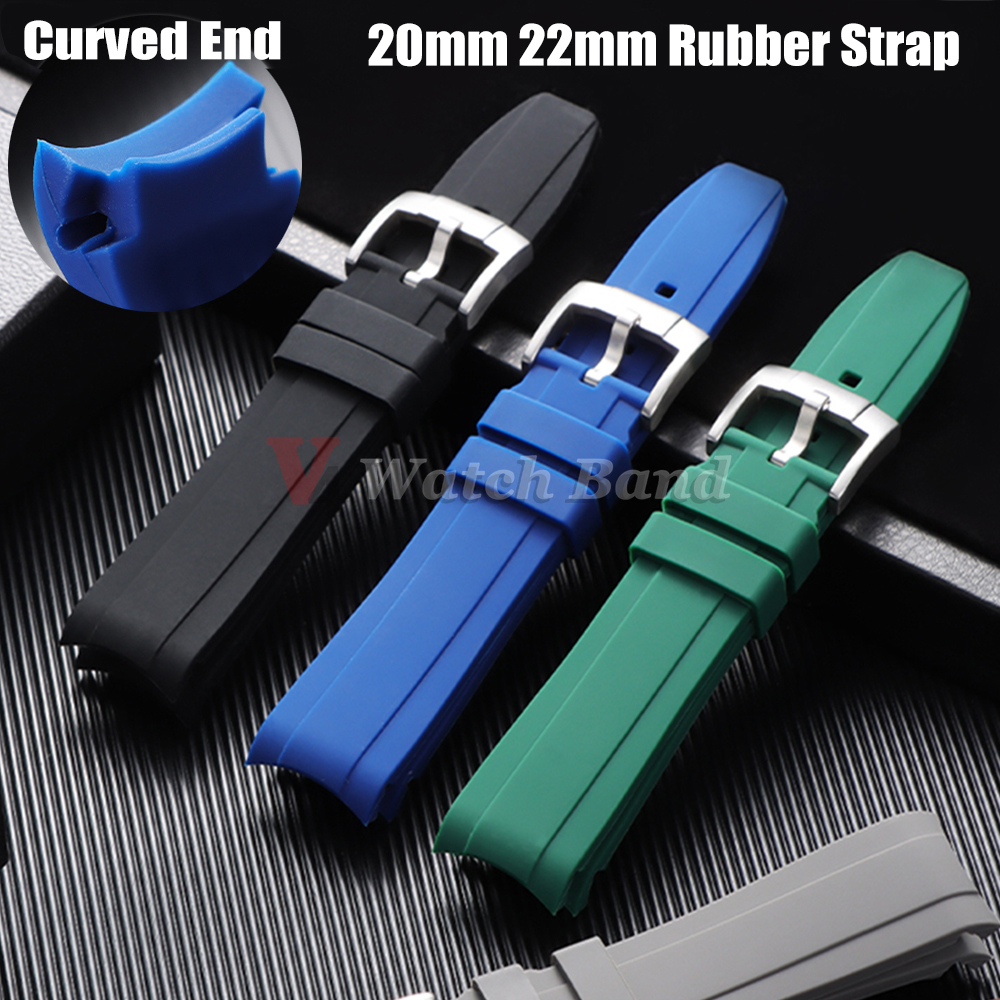 Curved End 20mm 22mm Straps for Swatch for for Moonswatch Silicone Watch Band Bracelet Waterproof Sports Wristband
