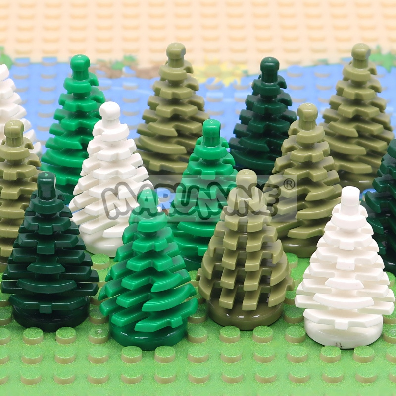 Marumine 10PCS Small Tree MOC Building Blocks Spruce 2435 Compatible Construction City View Bricks Parts Stalk Grass