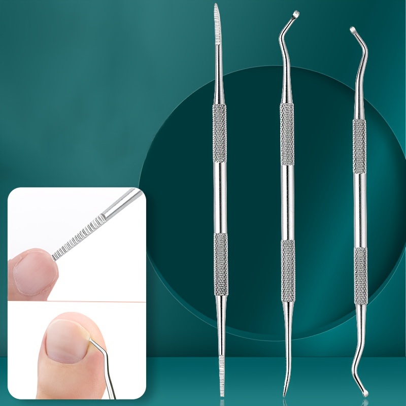 3pcs Nail Spoon Shaver Stainless Steel Curling Double Head Groove Multi-functional Inlay Foot Care Tool pedicure professional