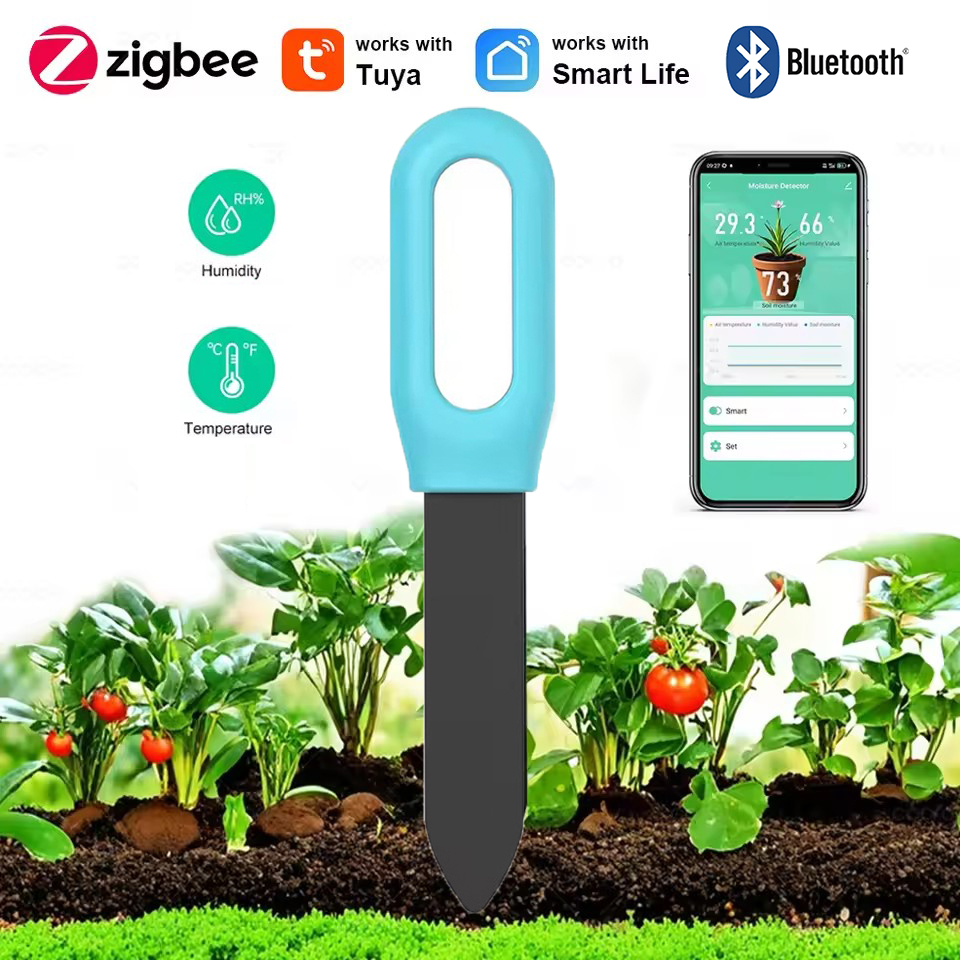 Tuya Zigbee Soil Sensor Smart Humidity Temperature Moisture Tester Smart Life Real Time Monitor Detector for Plant Garden