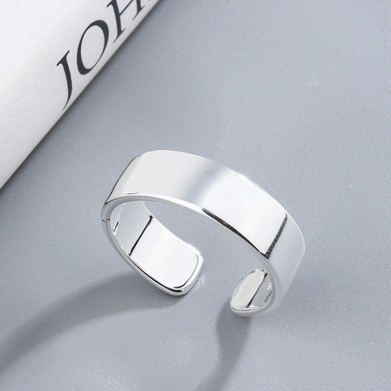 New Simple Creative Smooth 925 Sterling Silver Jewelry Temperament Round Inisex Fashion Popular Opening Rings R175