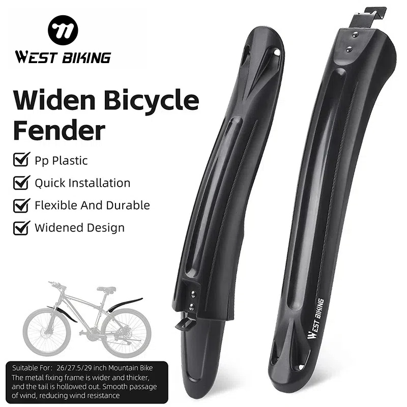 WEST BIKING MTB Bike Fender Widen Lengthen Bicycle Mudguard 26"/27.5"/29" MTB Front Rear Quick Release Fender Bike Accessories