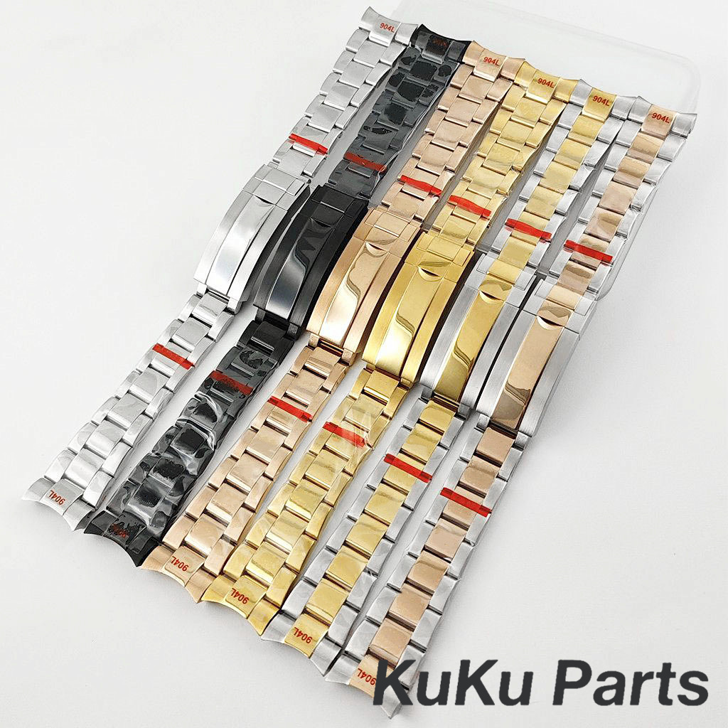 20MM Width Solid Bracelet 904L Stainless Brushed Polished Oyster Bracelet Glide Lock Clasp Wristband For NH35 NH36 Sub Log Watch