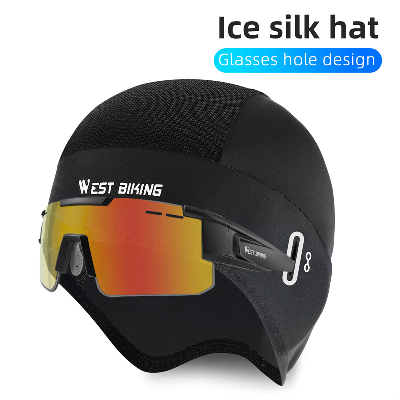 WEST BIKING UV400 Sun Protection Ice Silk Riding Hat Breathable Sweat Absorbing Summer Cap with Eyeglass Hole for Cyclists