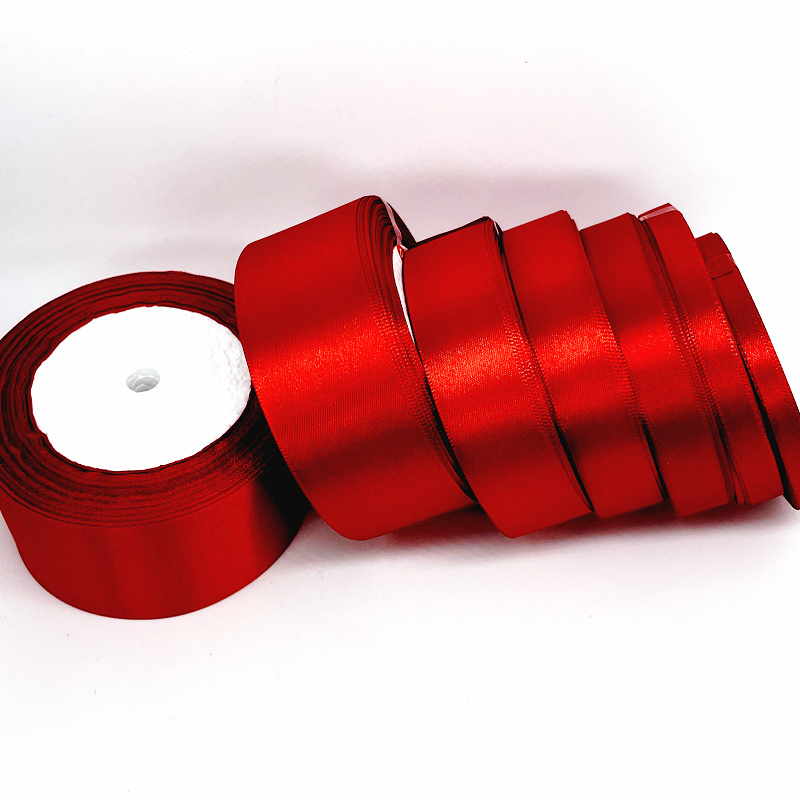 25 Yards Red Satin Ribbon For DIY Crafts Supplies Handmade Bows Silk Roses Wrapping Wedding Decoration Sewing Accessories